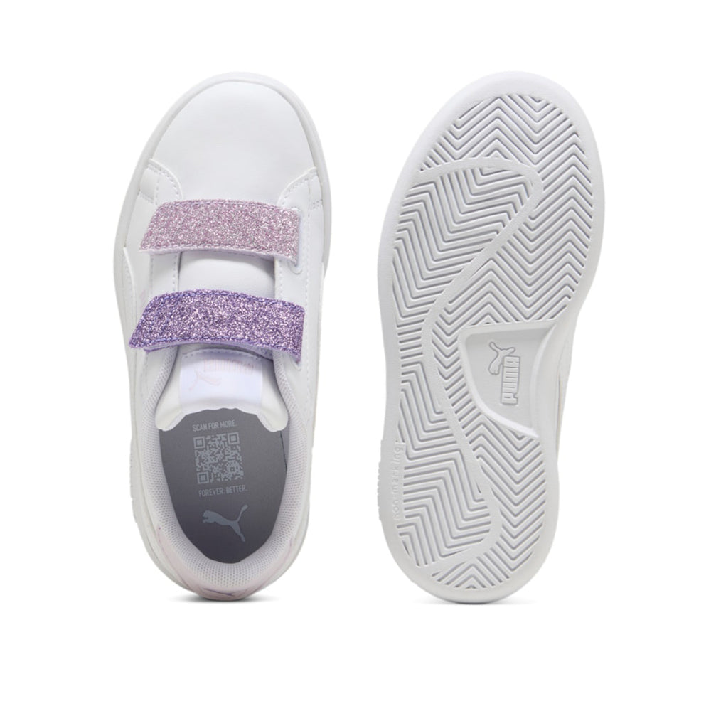 Sneakers Puma Smash 3.0 L Glitter Velcro V ps Bambina - Bianco