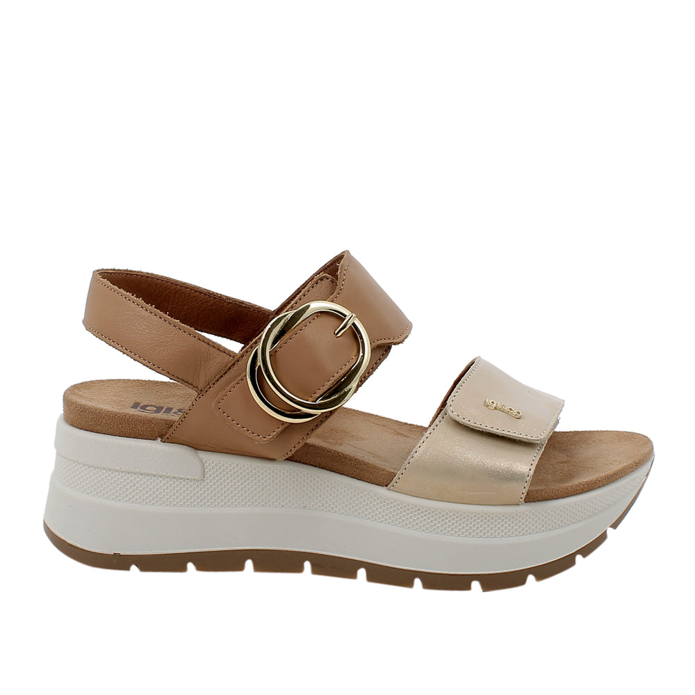 Sandalo Igi&Co Donna - Platino/Biscott